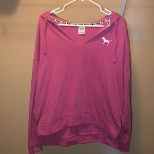 V neck pink sweatshirt
